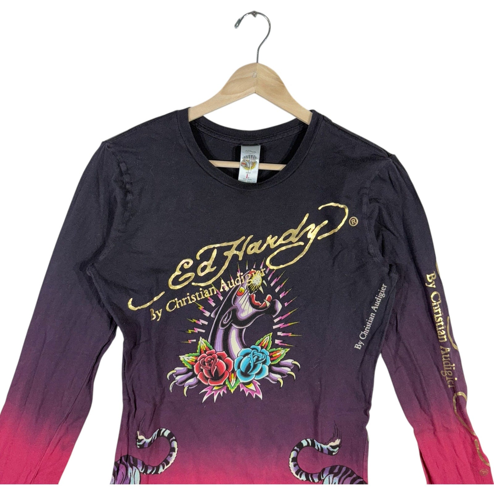Vintage Ed Hardy "Love Kills Slowly" Ombre AOP Long Sleeve