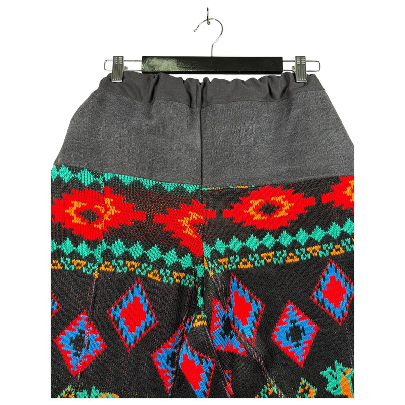 Vintage Aztec Patterned Knit Chino Shorts 34