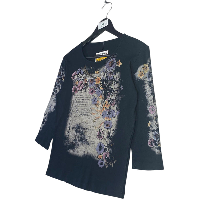Vintage Women's Rose Thomas Floral 3/4 Sleeve