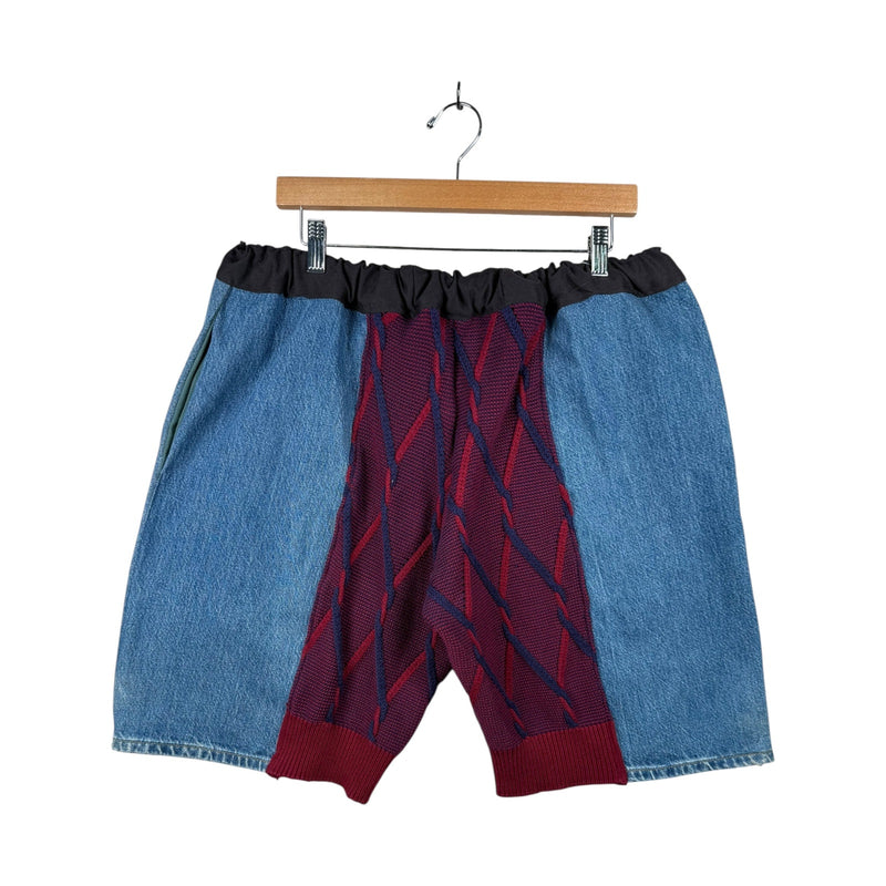 Vintage Mixed Media Drawcord Denim Shorts 41