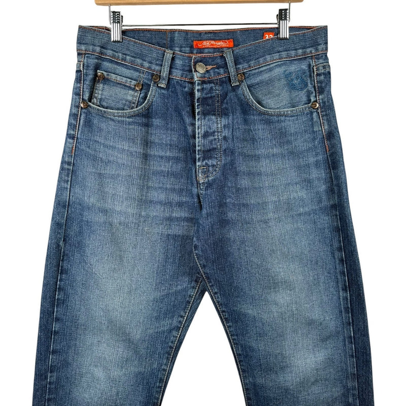 Vintage Ed Hardy Tiger Embroidered Pockets Denim Jeans 32