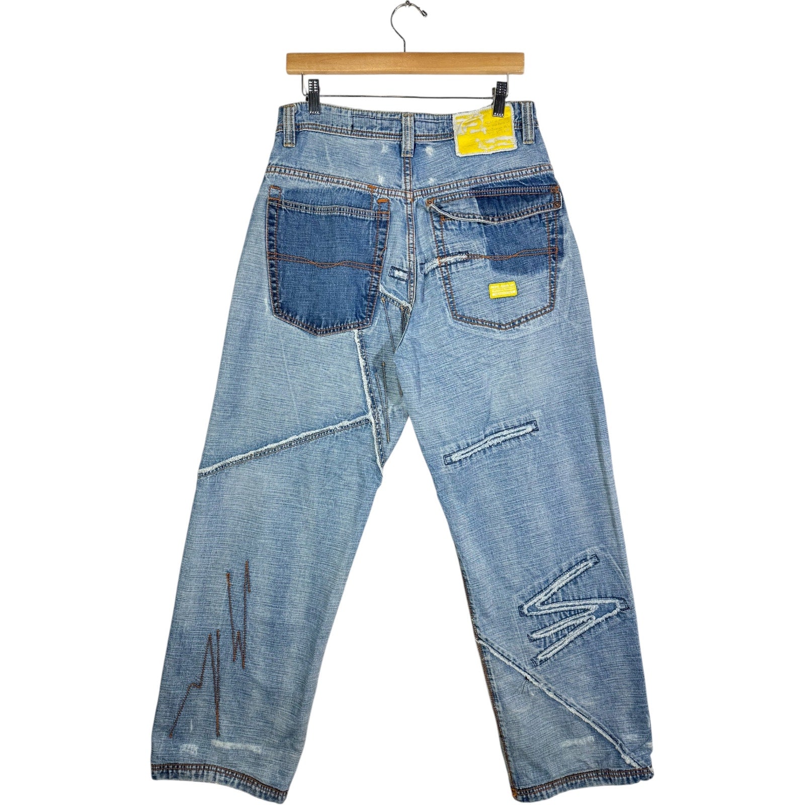 Vintage Straight Leg Contrast Stitch Denim Jeans