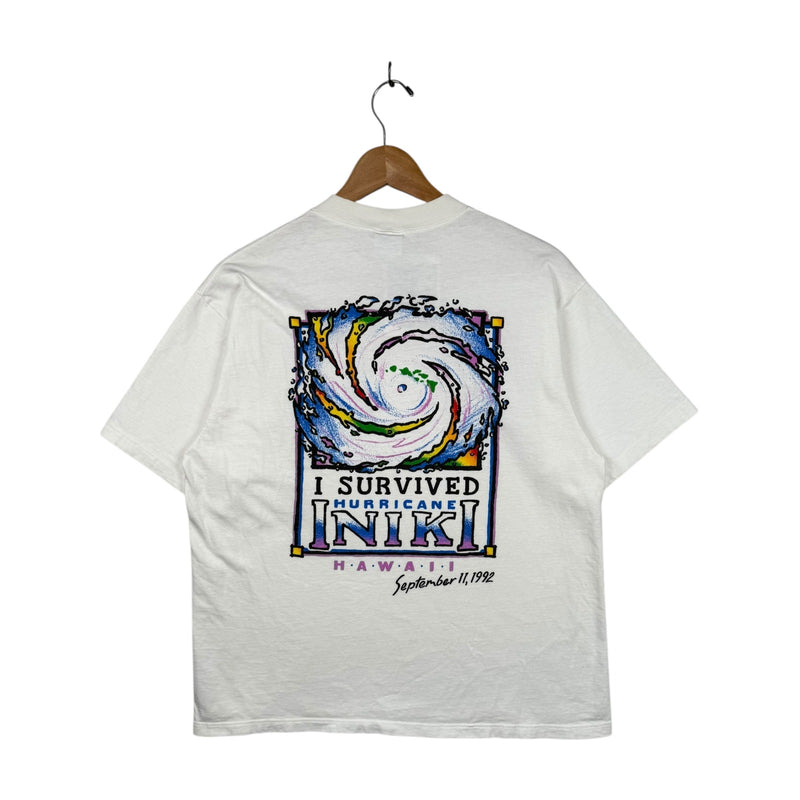 Vintage I Survived Hurricane Iniki Hawaii T-Shirt 1992