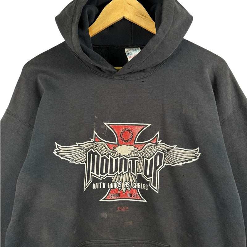 Vintage Christian Eagle Graphic Print Hoodie