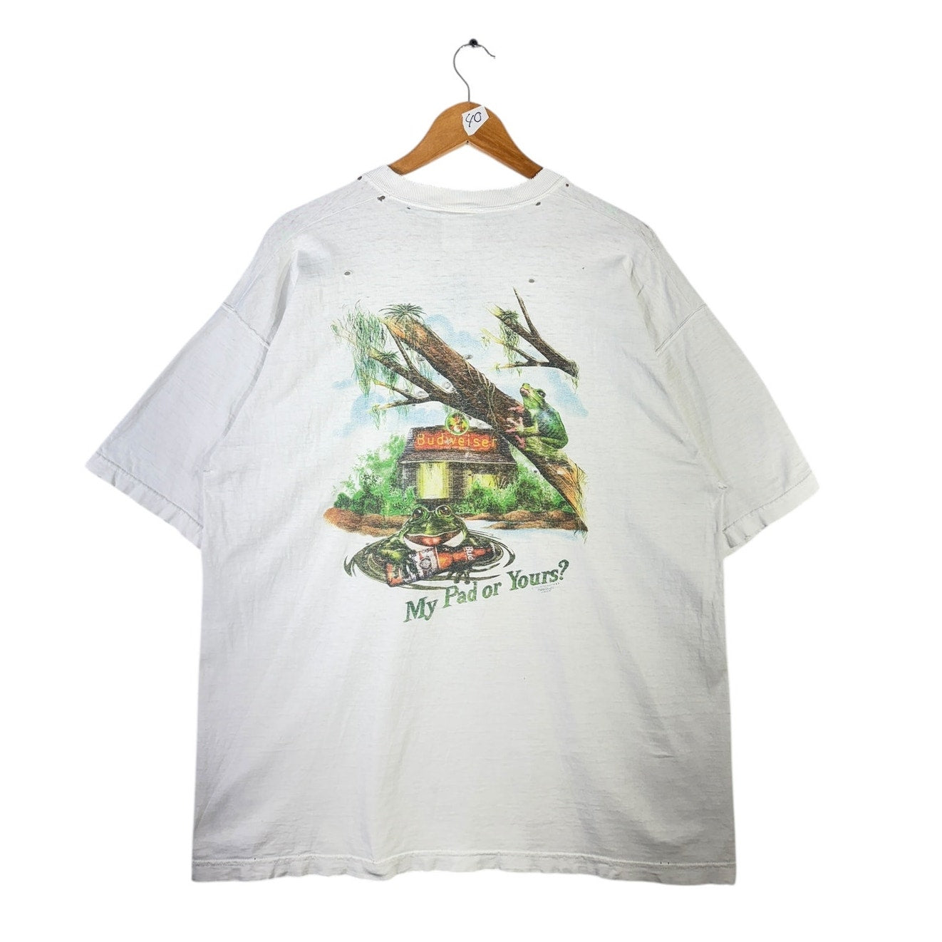 Vintage Budweiser "My Pad Or Yours?" Thrashed T-Shirt