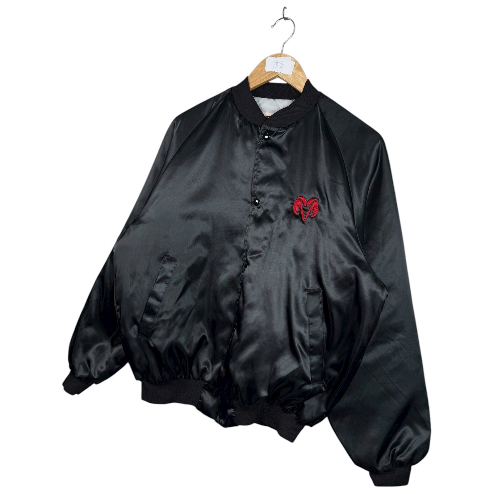 Vintage Dodge Ram Black Satin Bomber Jacket