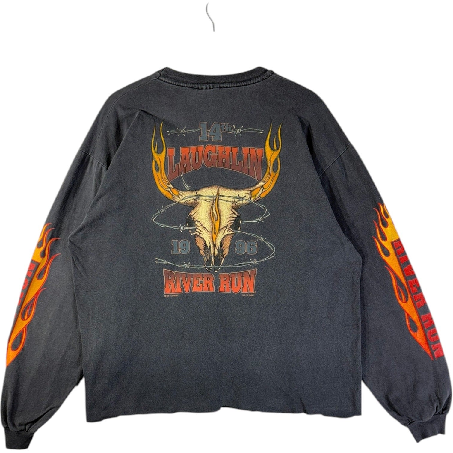 Vintage Laughlin River Run Biker Flames Long Sleeve T-Shirt