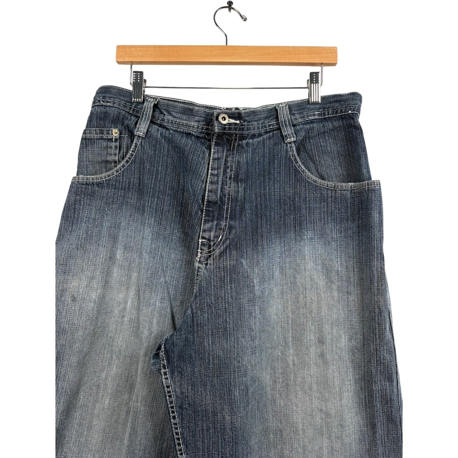 Vintage Bermuda Faded Front Patches Denim Shorts 34