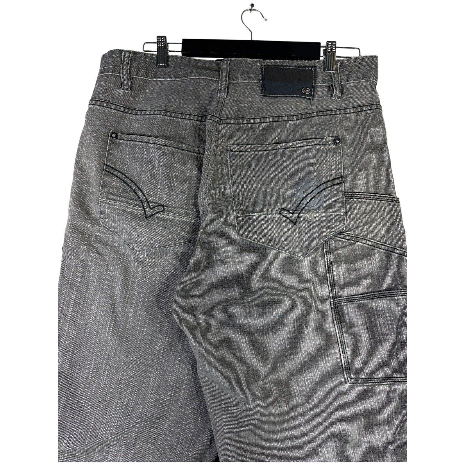Vintage Cross pattern Baggy Fit Denim Carpenter Shorts 37