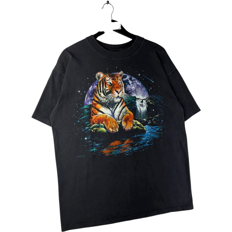 Vintage Tiger Moon Waterfall Graphic T-Shirt