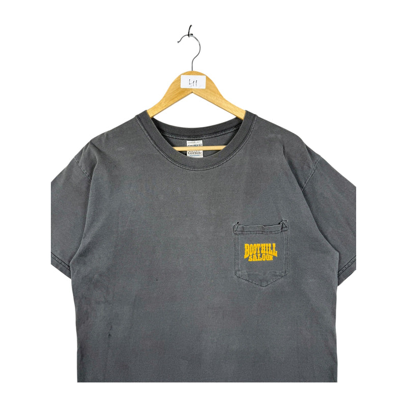 Vintage Boot Hill Saloon Daytona Beach Biker Pocket T-Shirt