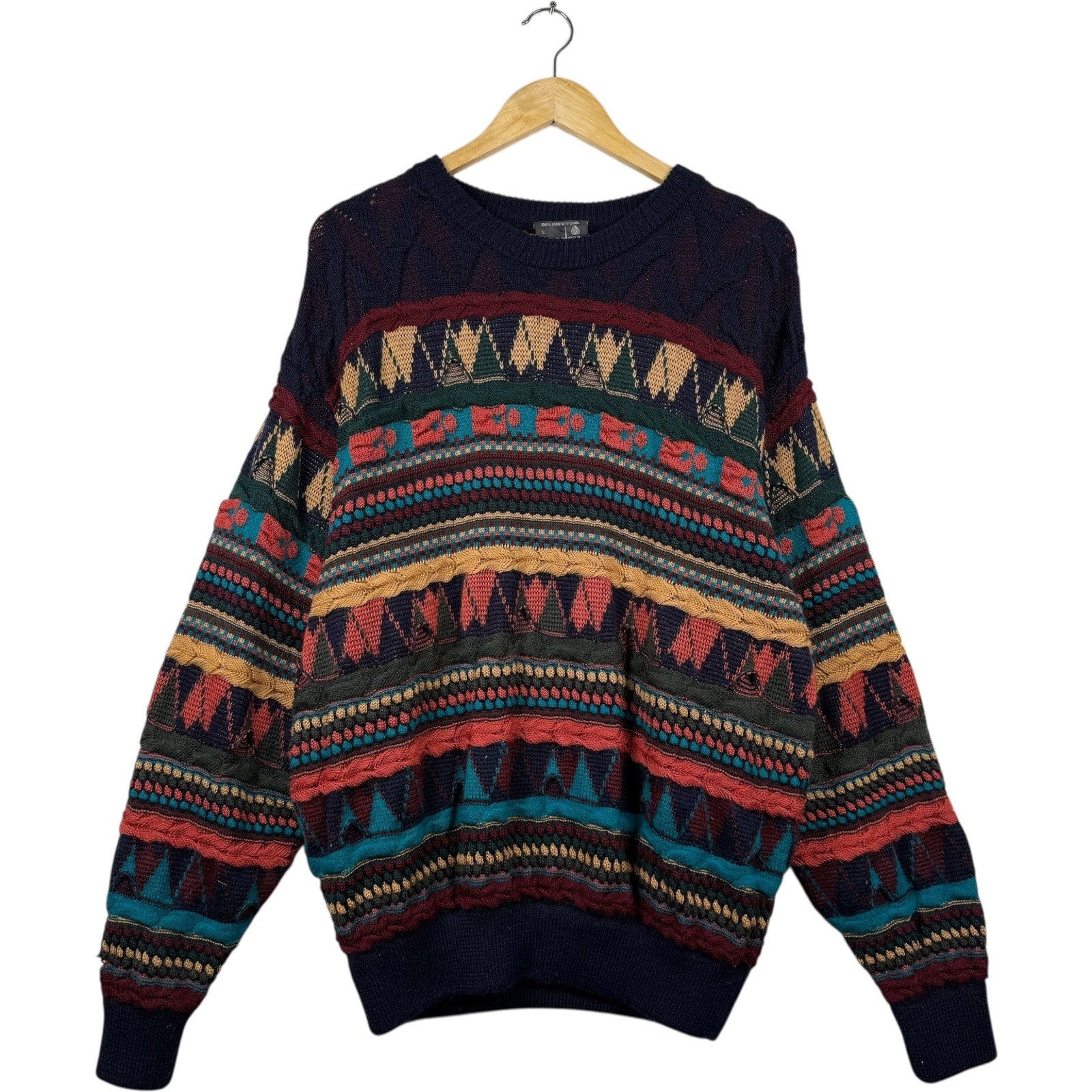 Vintage Coogi 3D Knit Striped Textured Sweater