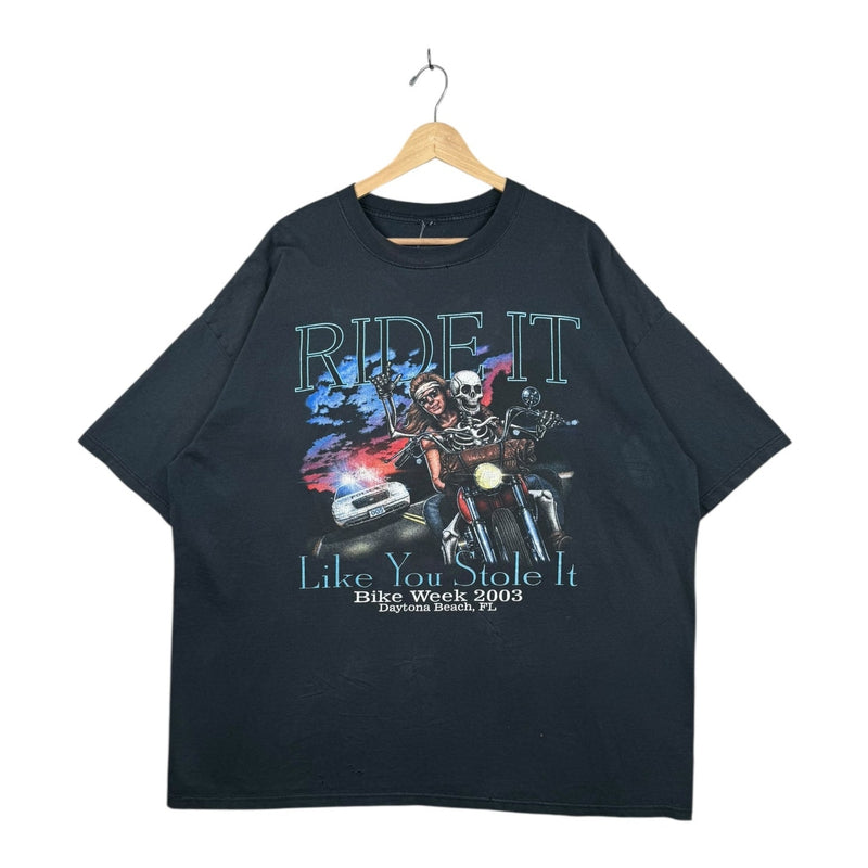 Vintage Bike Week Skeleton Biker Graphic T-Shirt