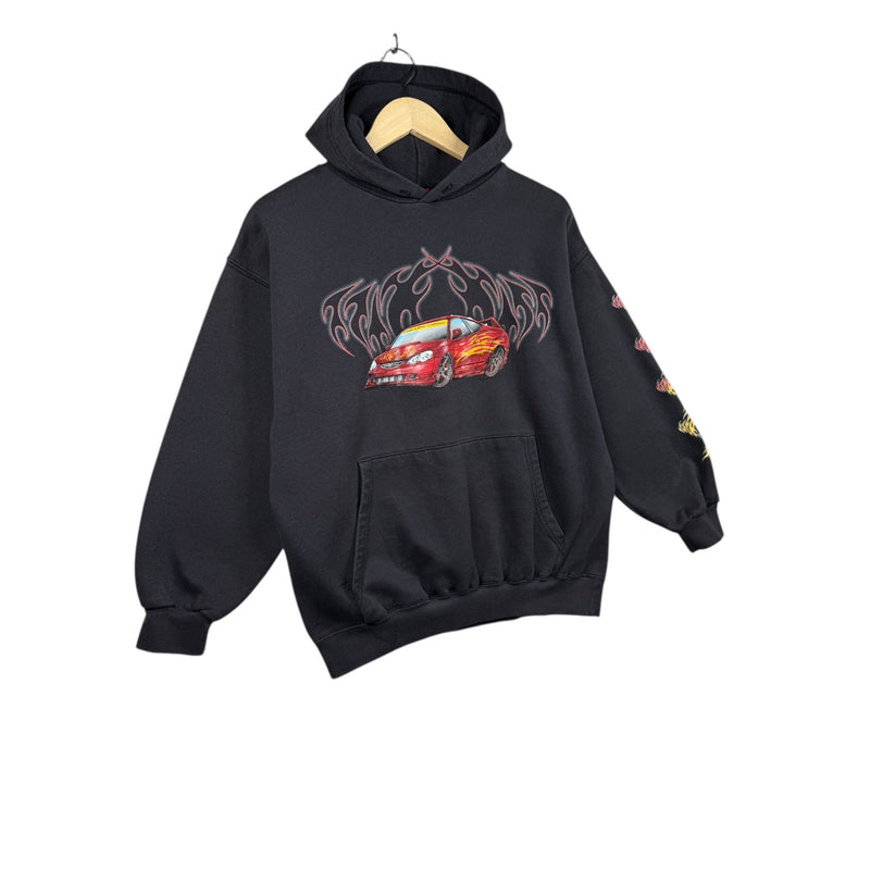 Y2K Tribal Flame Sports Car Hoodie