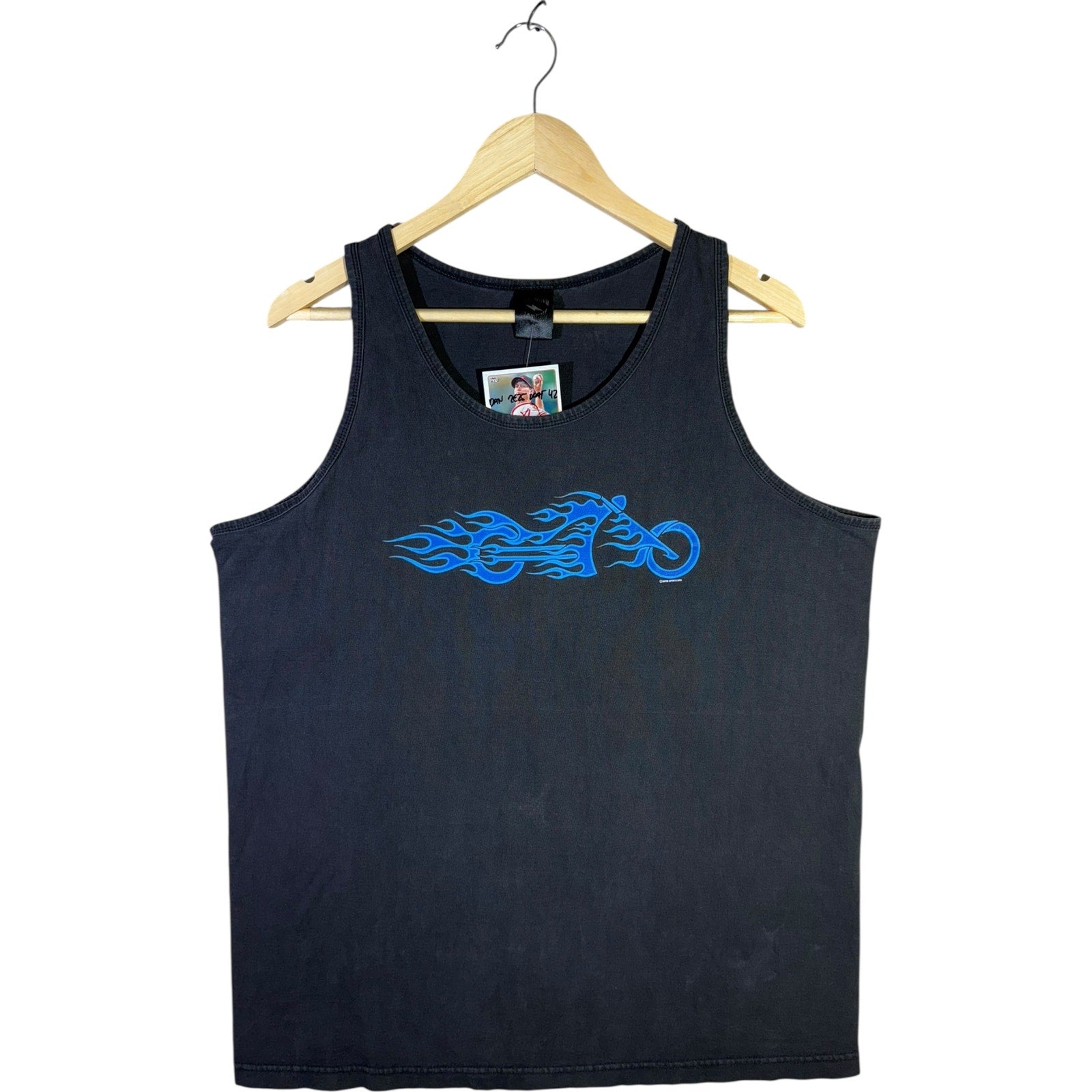 Vintage Blue Flame Motorcycle Graphic Tank Top