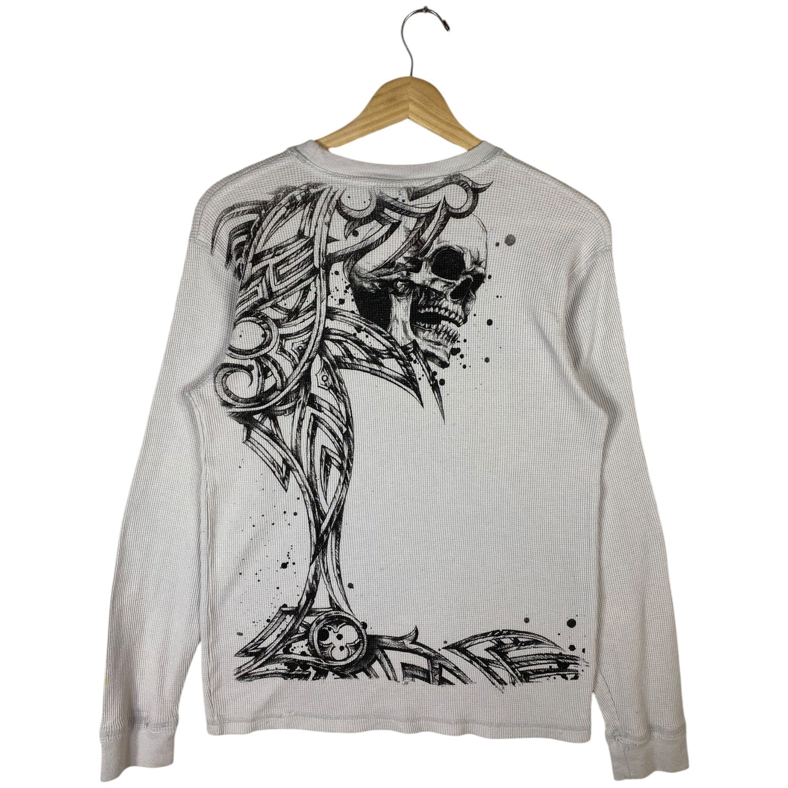 Vintage MMA Elite Skull Tribal Thermal Long Sleeve T-Shirt