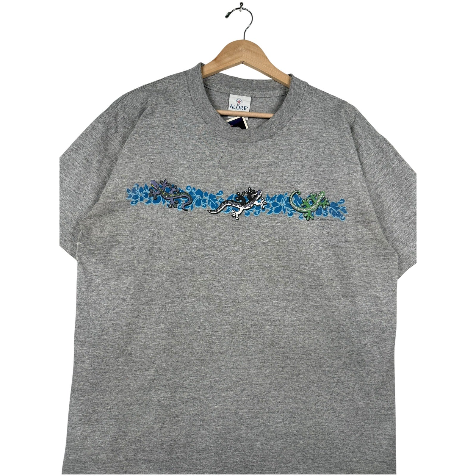 Vintage Alore Lizard Gecko Print Crewneck T-Shirt