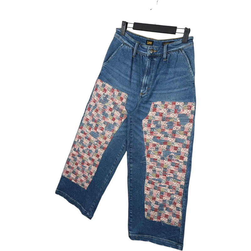 Vintage Lee Patchwork Wide Leg Denim Jeans 28