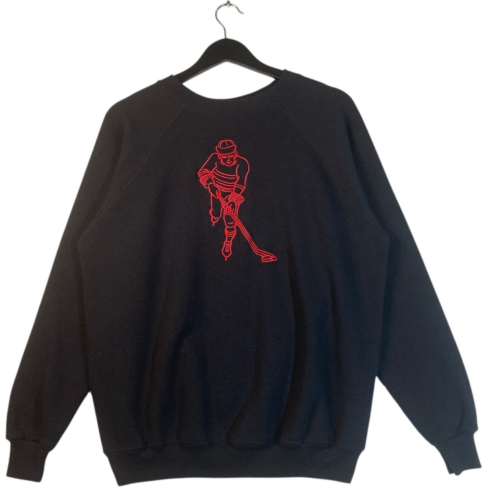 Vintage Hockey Player Drawing Crewneck