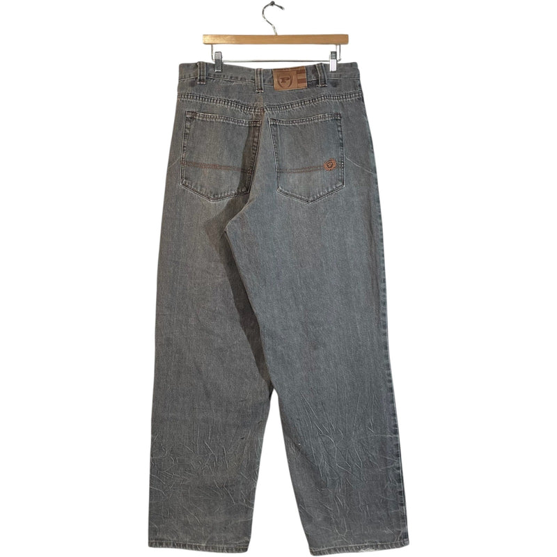 Vintage Phat Farm Embroidered Wide Leg Denim Jeans 36x33