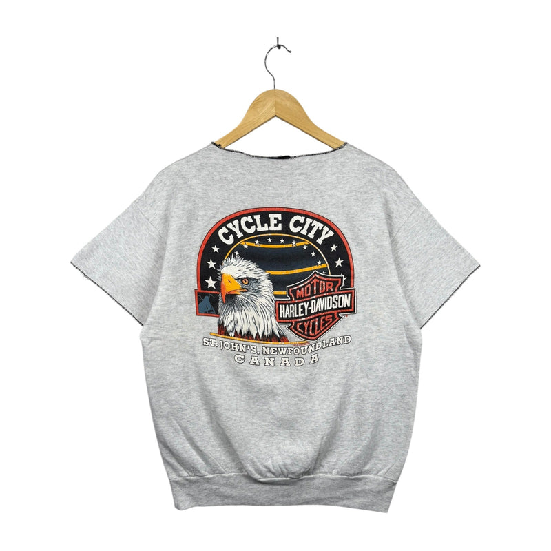 Vintage Harley Davidson Eagle Graphic Short Sleeve Sweatshirt