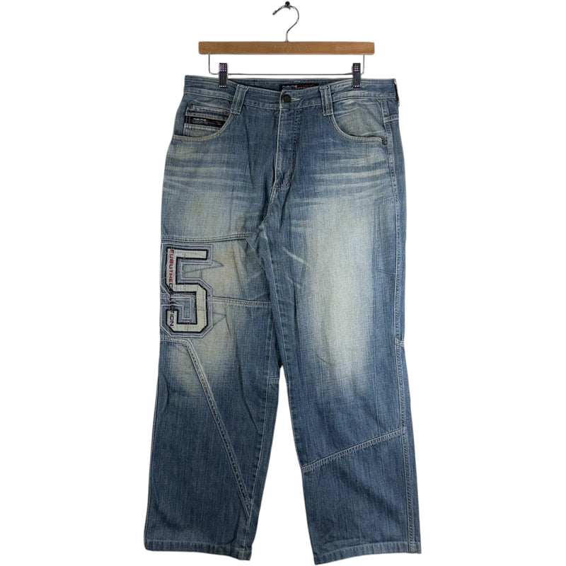 Y2K FUBU Faded Wide Leg Denim Jeans 34x32