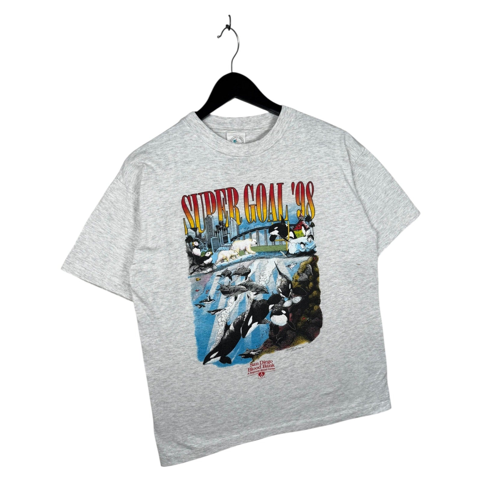 Vintage Super Goal San Diego Blood Bank Orca T-Shirt