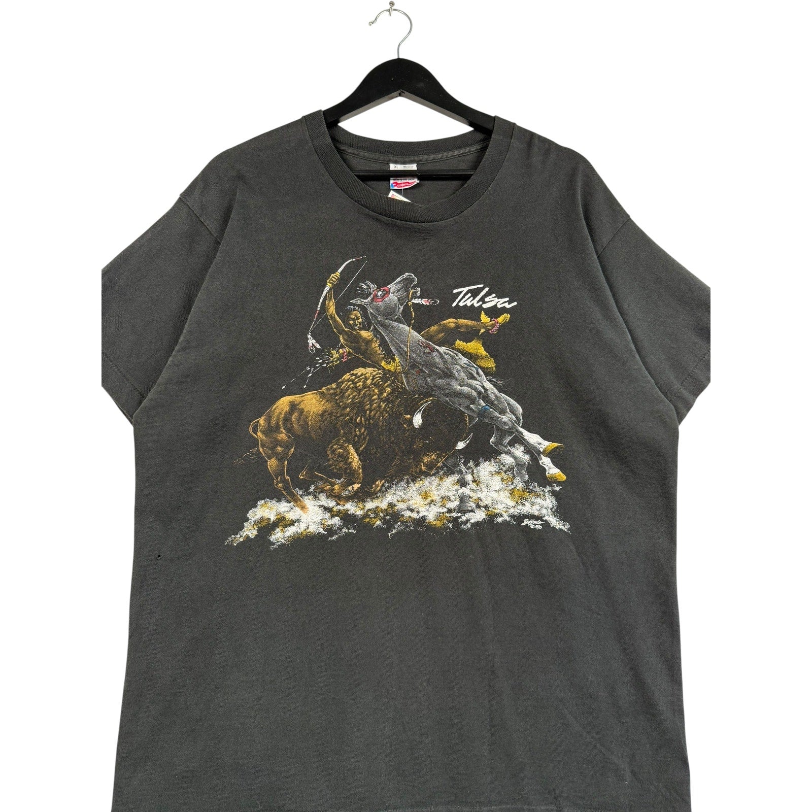 Vintage Native American Buffalo Horse Tulsa Art T-Shirt