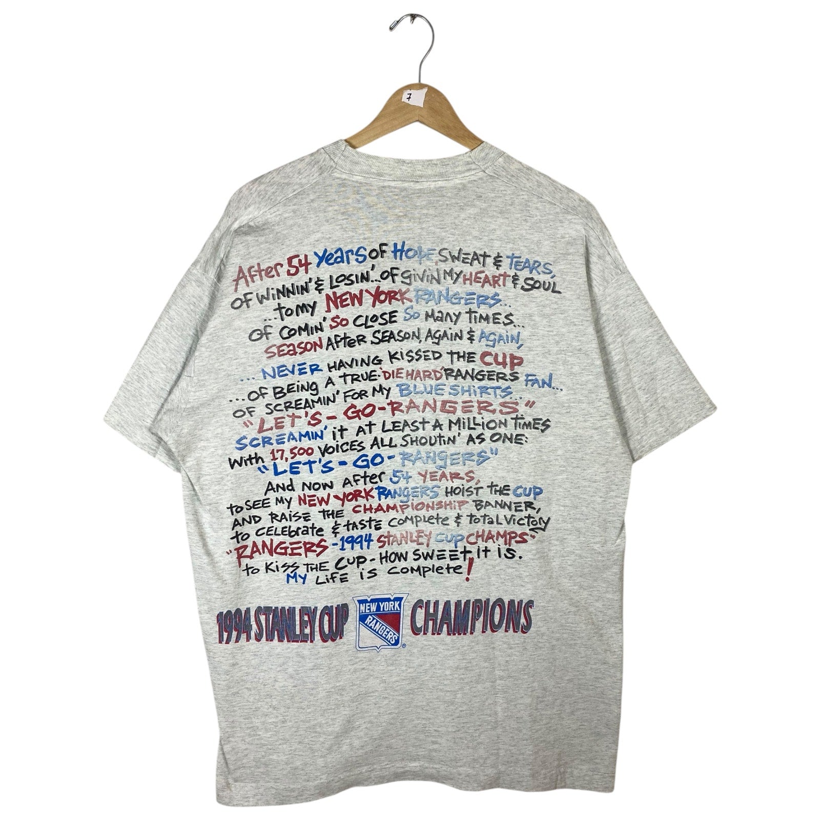 Vintage New York Rangers Stanley Cup 1994 NHL T-Shirt