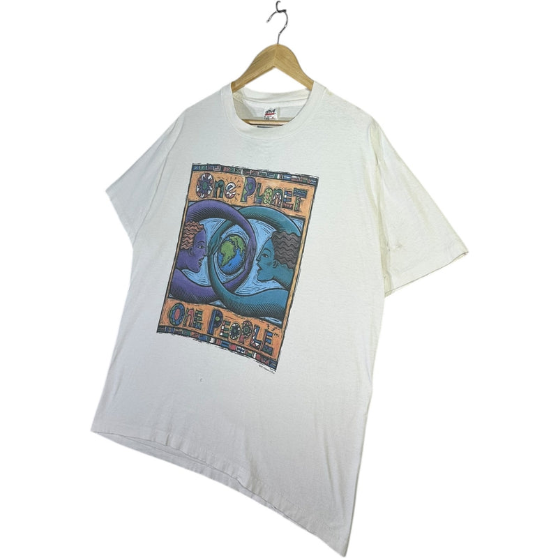 Vintage One Planet One People Earth Art T-Shirt