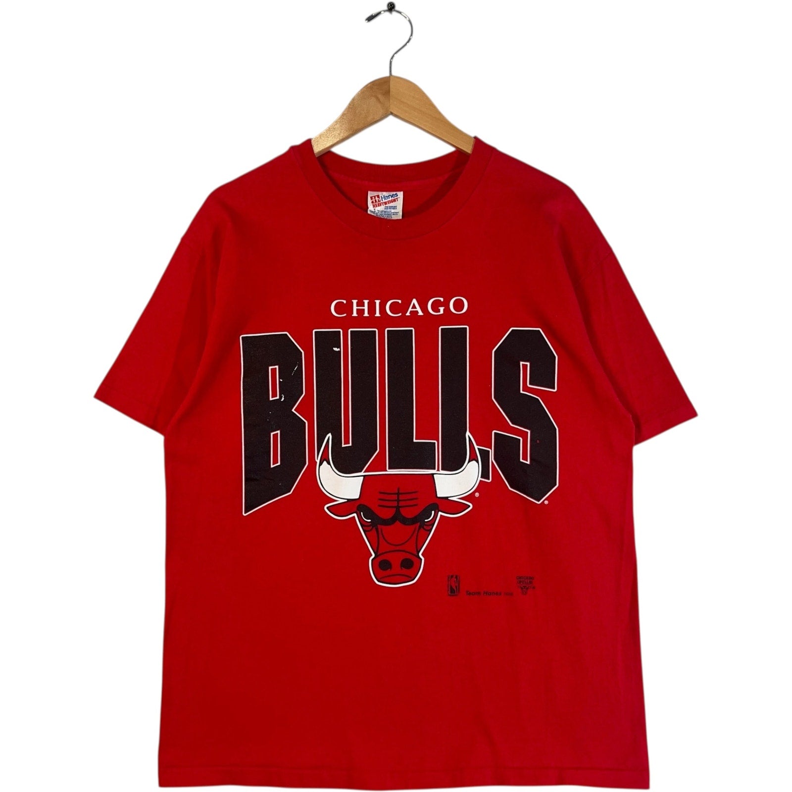 Vintage Chicago Bulls Chest Spellout Team Logo NBA Tee