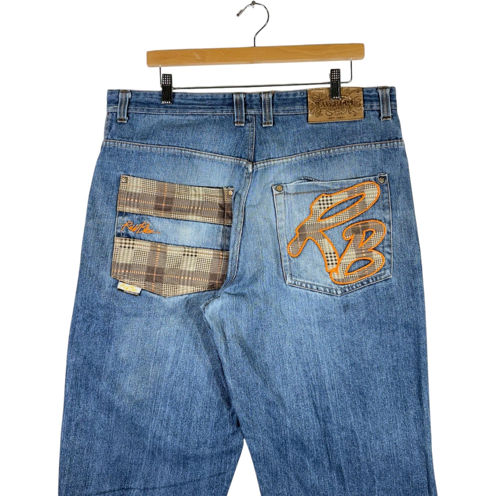 Vintage Y2K Wide RawBlue Leg Denim Jeans 36x32