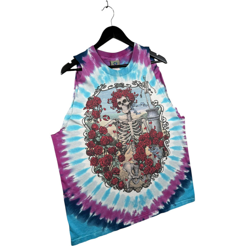 Vintage Skeleton Roses Graphic Tie Dye Tank Top
