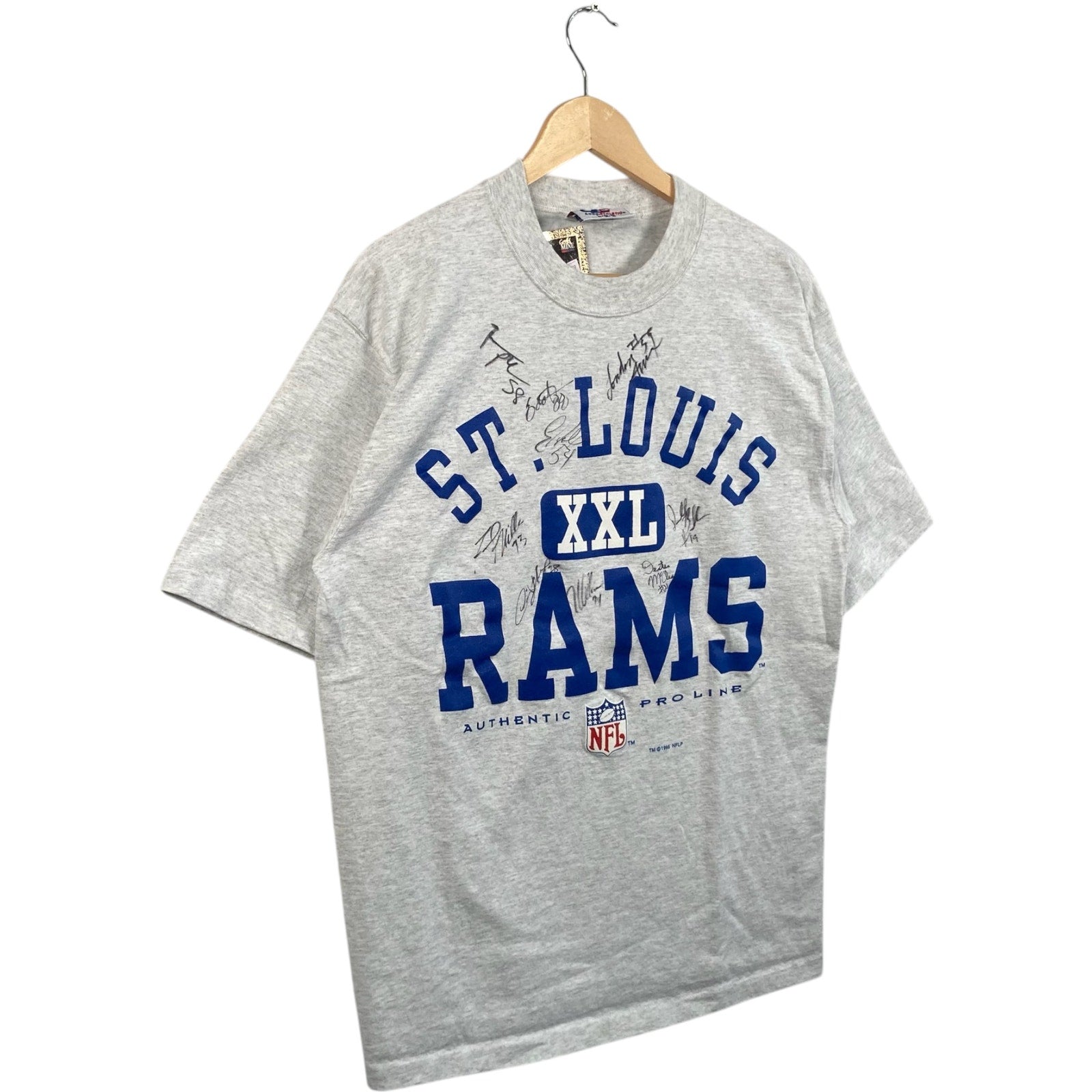 Vintage St. Louis Rams Arch Spellout Autographed NFL Tee