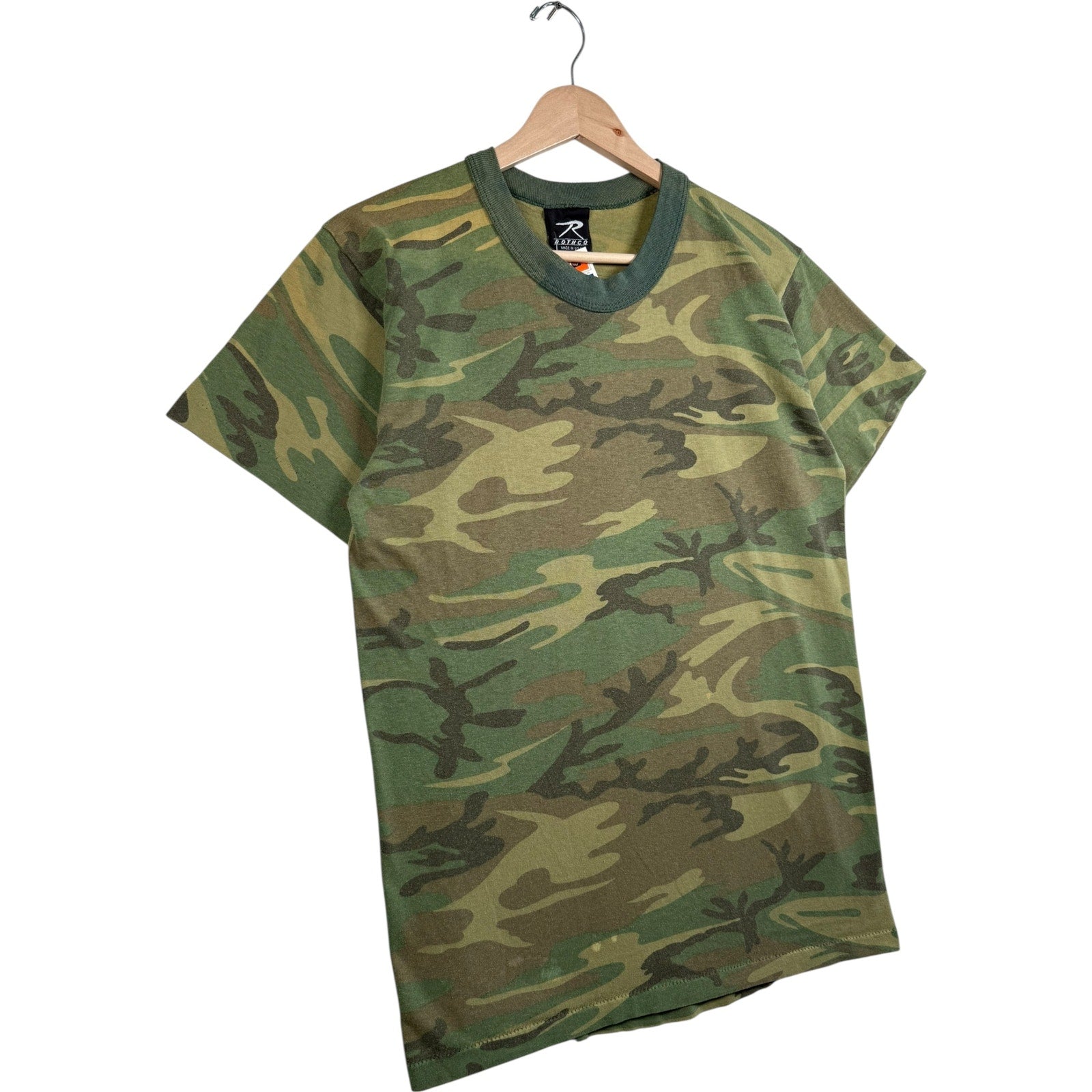 Vintage Rothco Woodland Camo Military T-Shirt