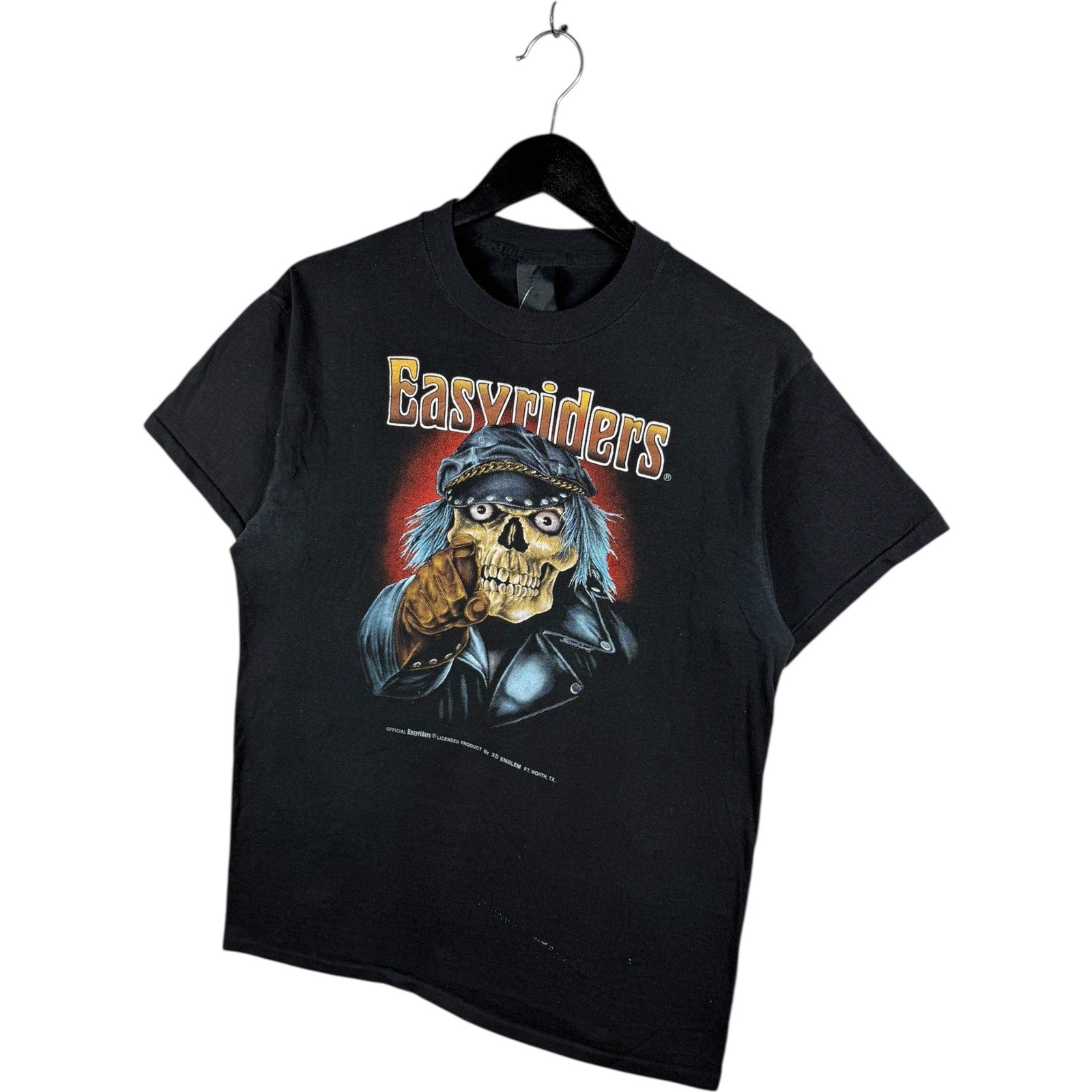 Vintage 3D Emblem Easyriders Rodeo Skull Graphic T-Shirt