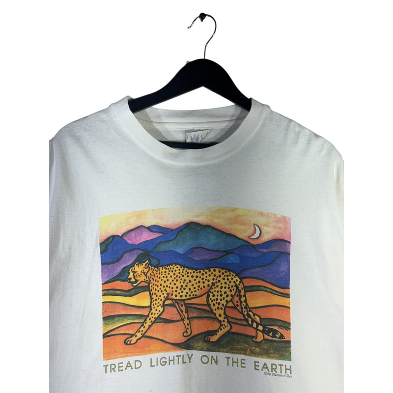 Vintage Human-i-Tees "Tread Lightly On The Earth" Cheetah T-Shirt