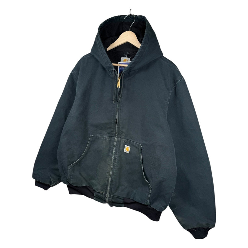 Vintage Carhartt J131 BLK Hooded Insulated Workwear Jacket