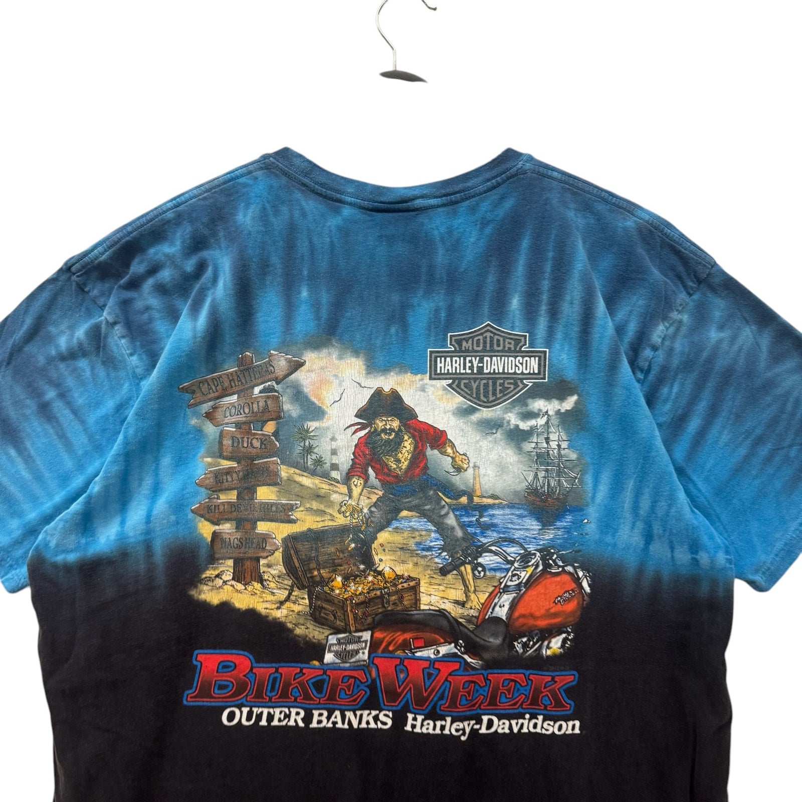 Vintage Harley Davidson Of Outer Banks Bike Week Tie Dye Tee
