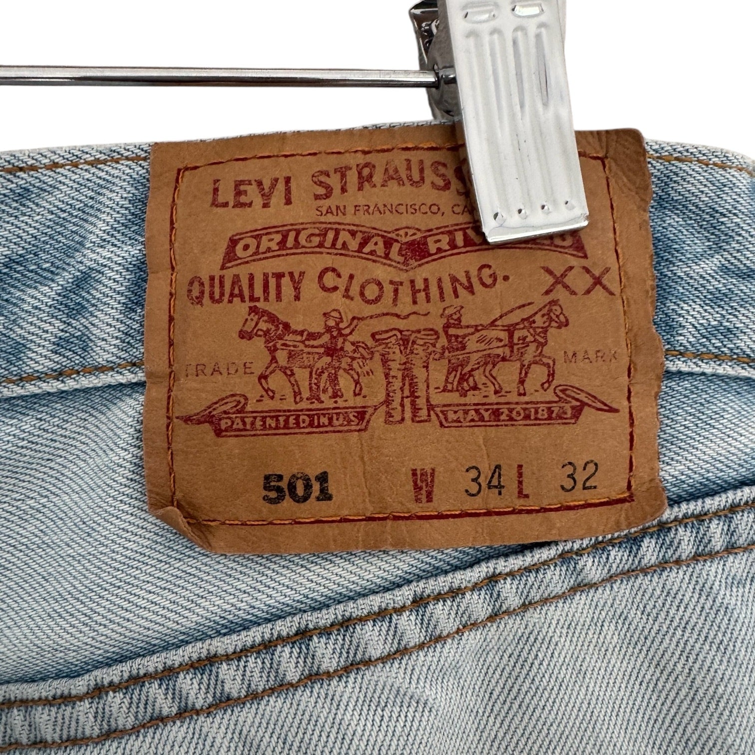 Vintage Levi's 501 Light Wash Straight Leg Jeans 34x30