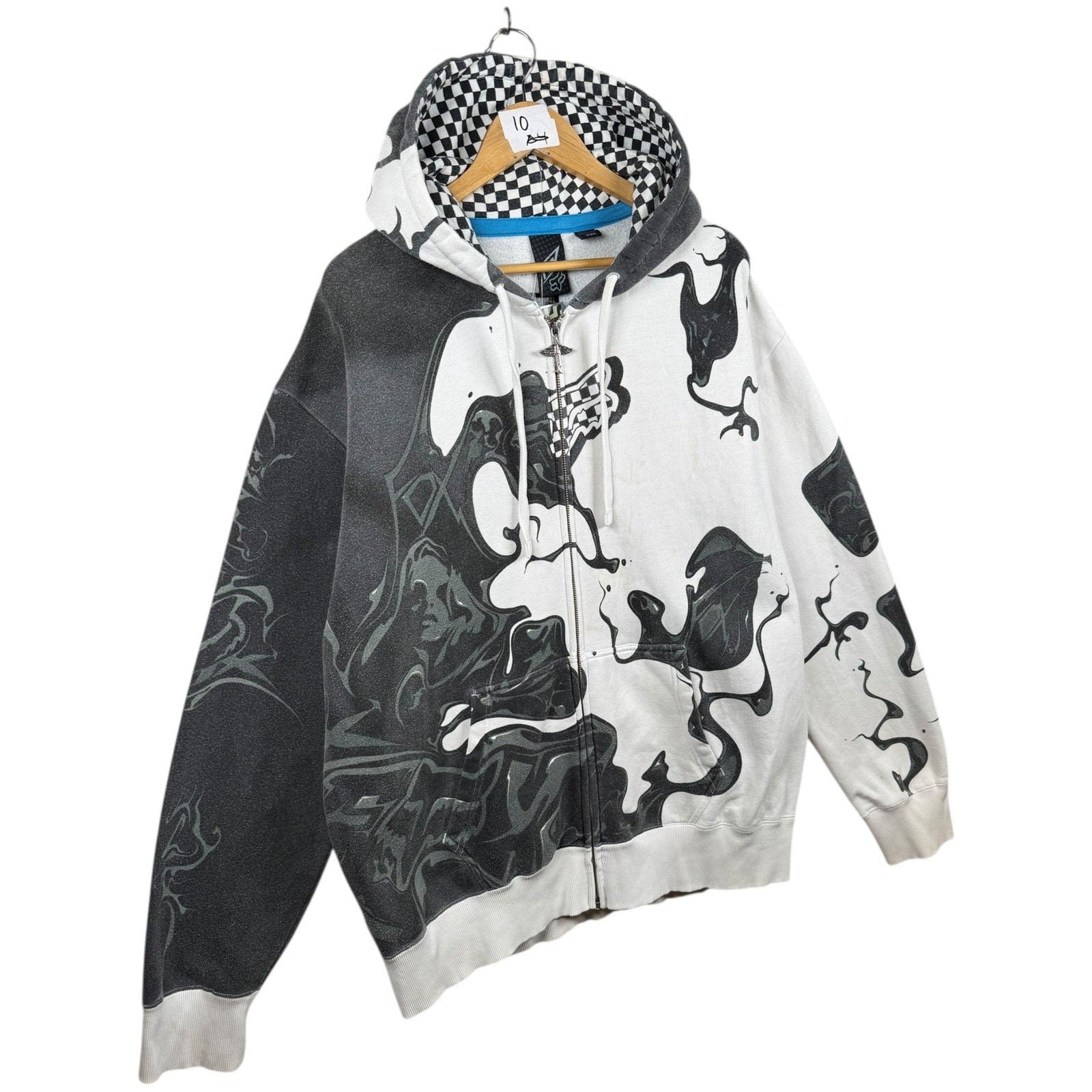 Vintage Split Abstract Graphic Full Zip Hoodie