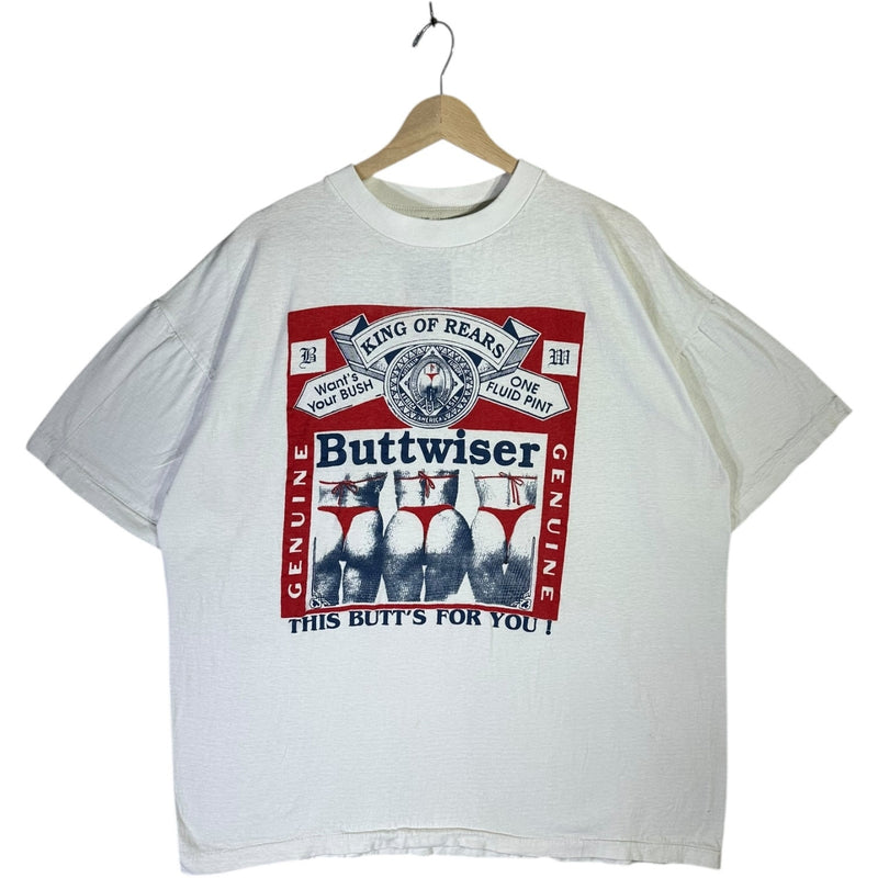Vintage Buttwiser Parody Beer Label T-Shirt