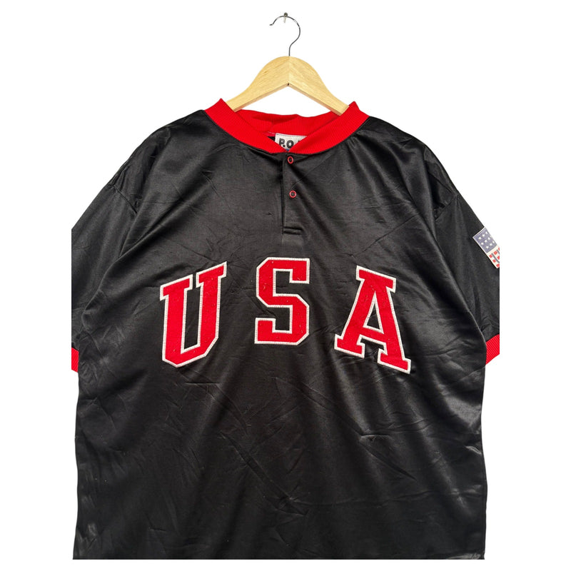 Vintage USA Spellout Short 1/4 Button Sleeve Polo