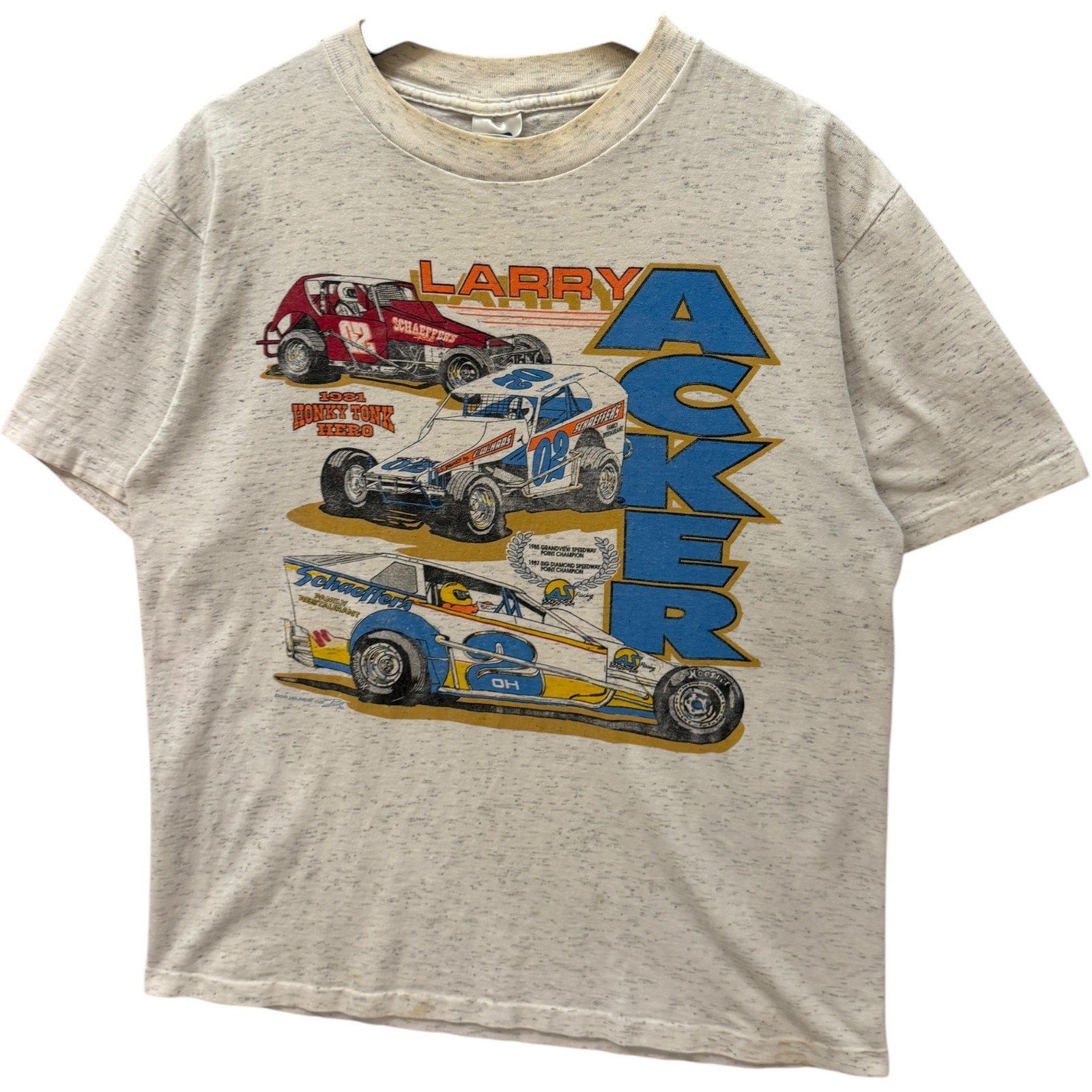 Vintage Larry Acker Honky Tonk Hero Dirt Racing Tee
