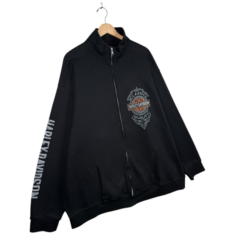 Vintage Harley Davidson Logo Eagle Graphic Full Zip Sweatshirt