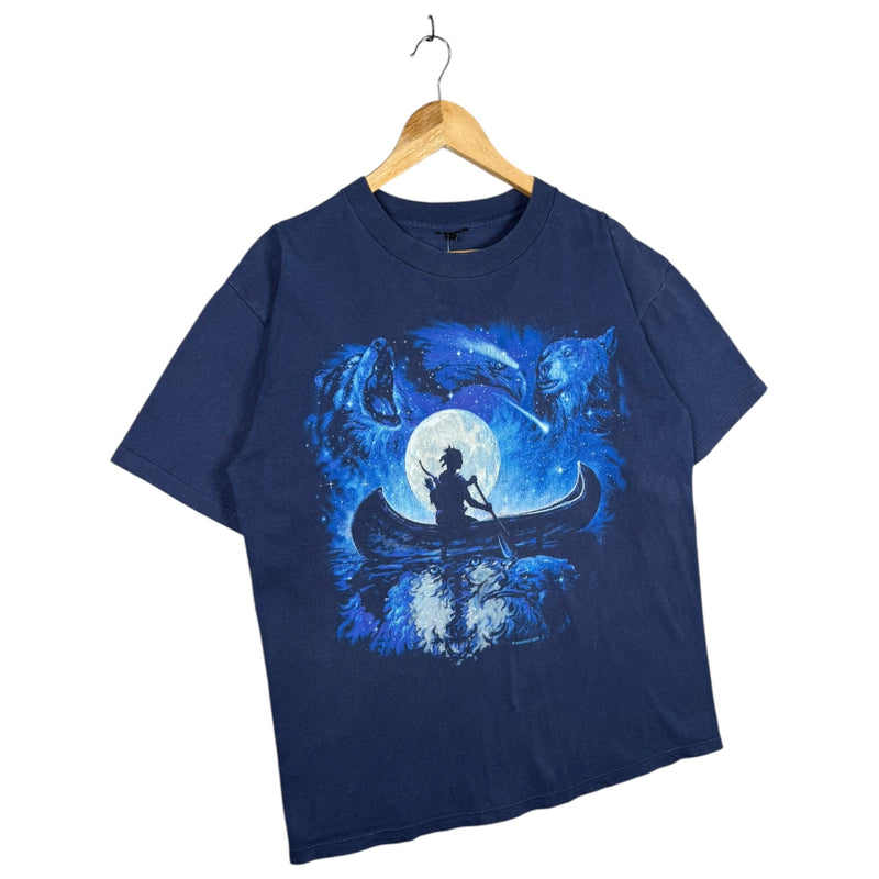 Vintage Spirit Animal Canoe Moon Graphic T-Shirt