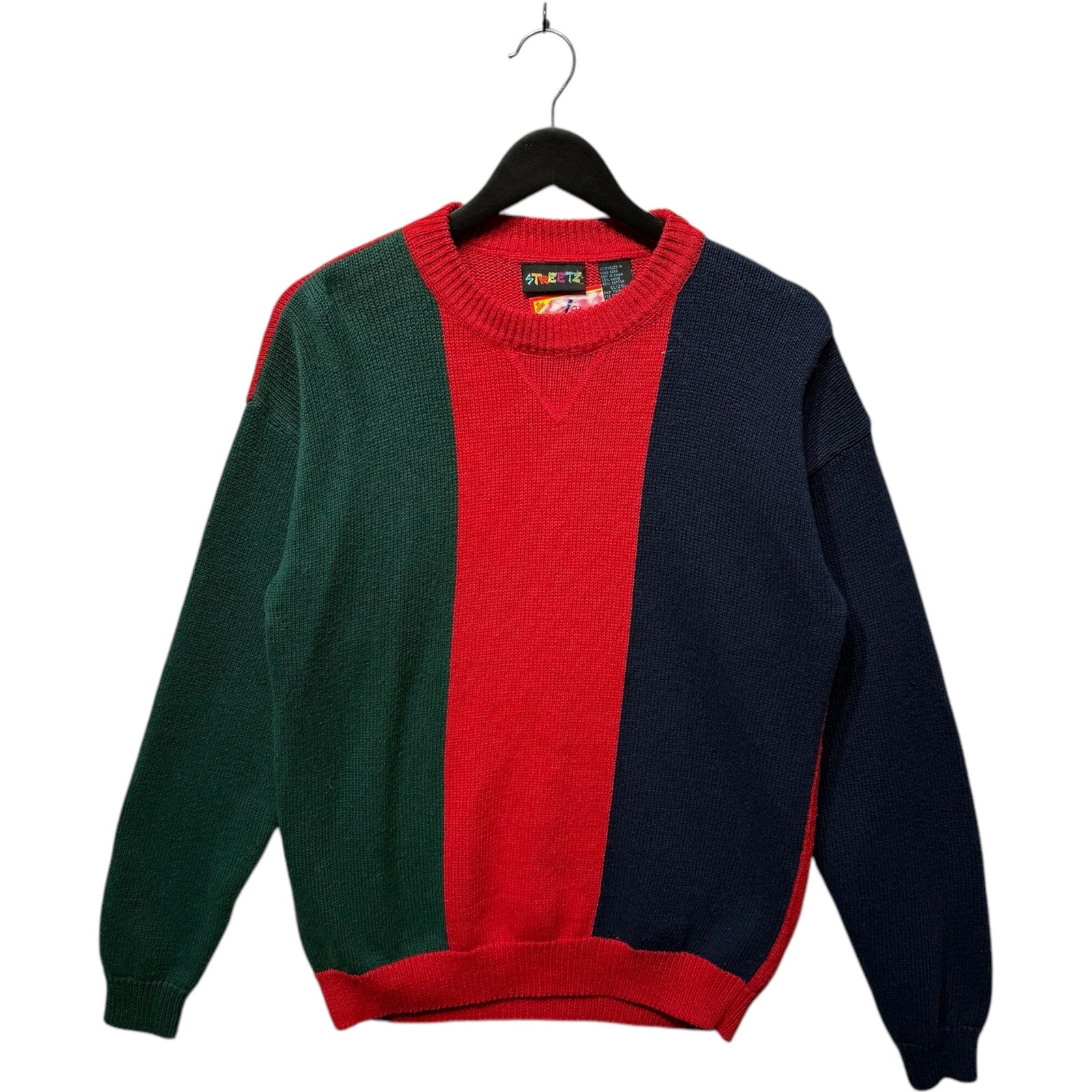 Vintage Color Block Knit Pullover Sweater