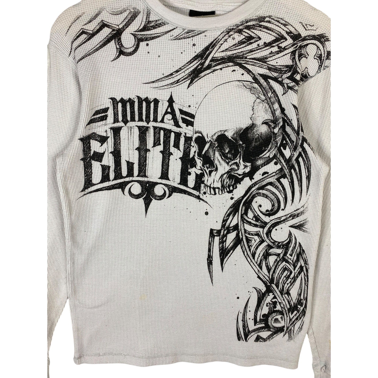 Vintage MMA Elite Skull Tribal Thermal Long Sleeve T-Shirt
