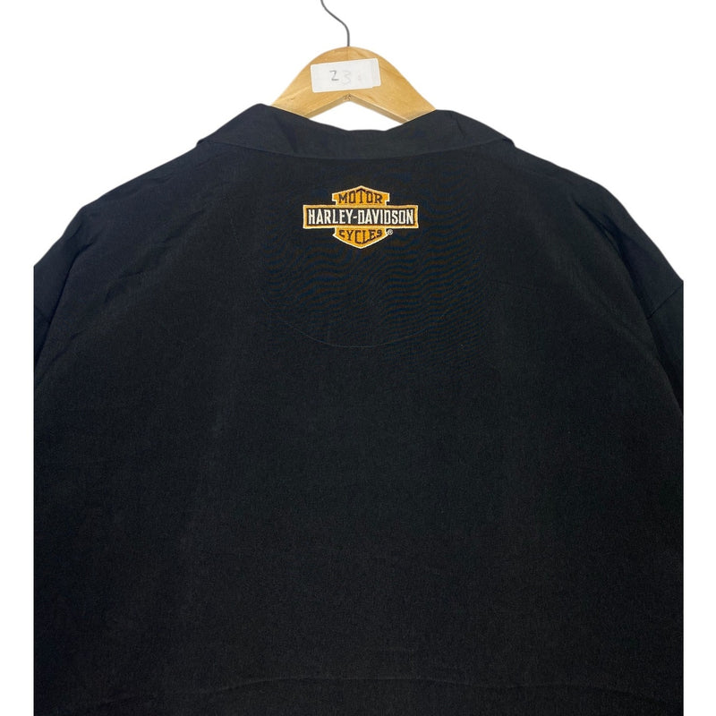 Vintage Harley Davidson Graphic Button Up Polo Shirt