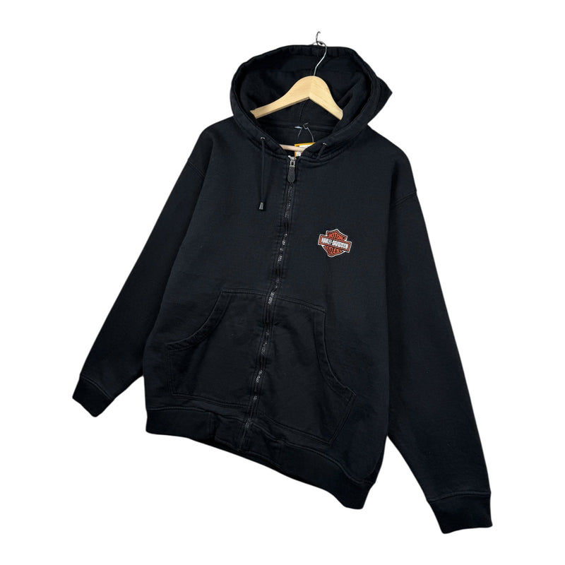 Vintage Harley Davidson Shield Logo Full Zip Hoodie